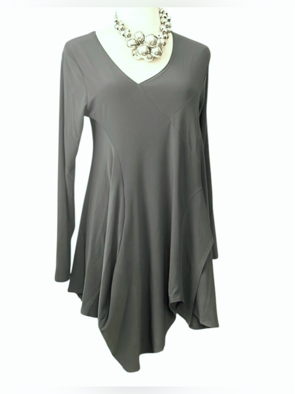 Sympli Asymmetric Lagenlook Stetch Tunic Top Size 12 Artsy Made In Canada